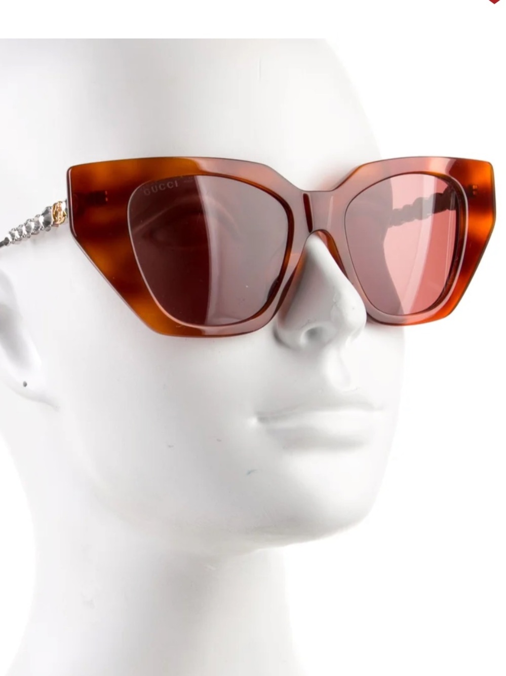 GUCCI GG0641S STAR 0641 Silver Brown Stud Sunglasses 003/ w Swarovski Crystals! - Picture 7 of 12
